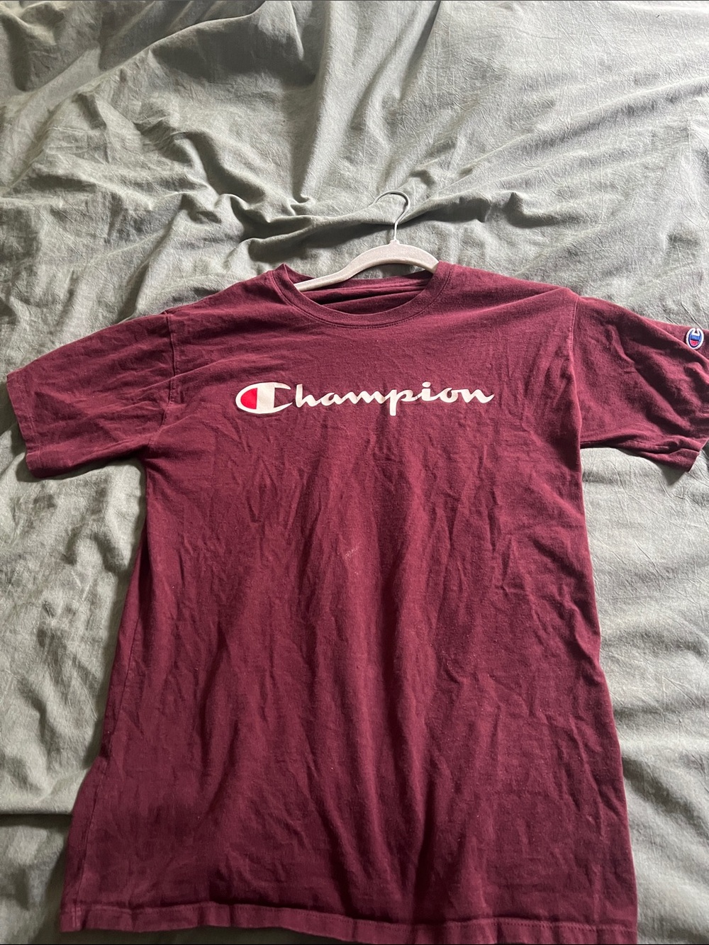 Champion Short-Sleeve Logo Tee in Burgundy